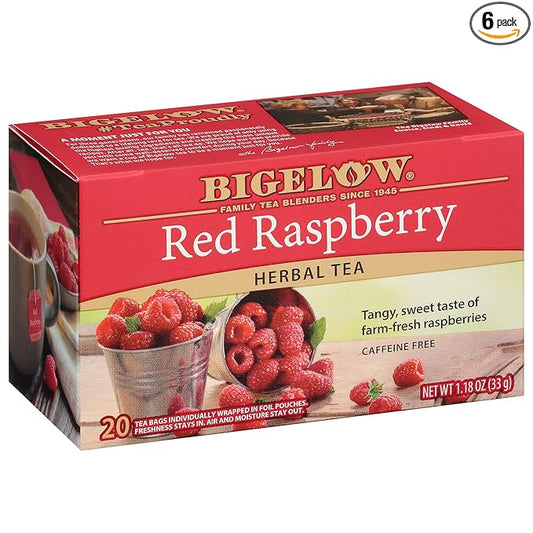 Bigelow Tea Red Raspberry Caffeine Free Herbal Tea, 20 Count, Pack of 6