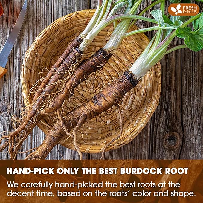 FreshDrinkUS, Premium 2oz Burdock Root Powder, 100% Natural & Pure from Burdock Root, Burdock Root Herbal Tea, No Additives, No Caffeine, Vegan