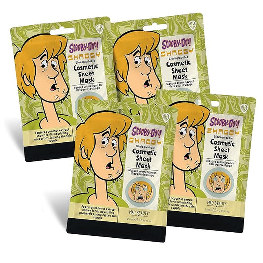 MAD Beauty Warner Scooby Doo Shaggy Cosmetic Sheet Mask Collection x 4