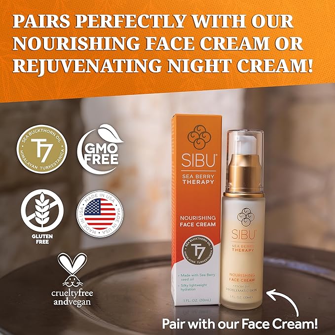 Sibu Hydrating Facial Serum, Made From Premium Sea Buckthorn Oil & Hyaluronic Acid (1oz) – Hydrates Dry Skin, Brightens Complexion & Reduces Blemishes