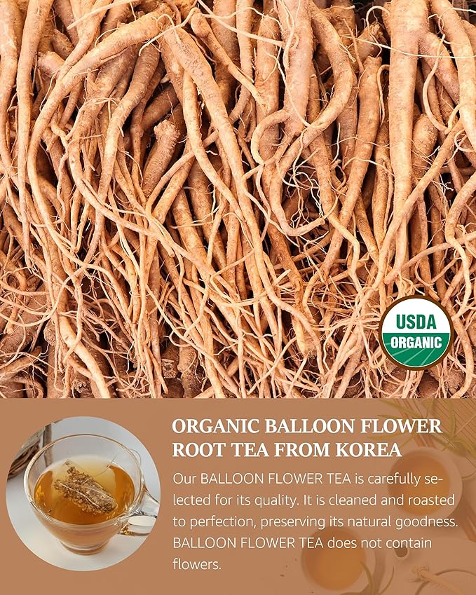 DAJUNGHEON Balloon Flower (1.0oz)1.5g x 20 Tea Bags, Premium Authentic Korean Herbal Tea Hot Cold Caffeine-Free Crafted Pure Dried source Roasted Traditional Oriental Sweet Savory Soothing Refreshing well-being Daily Drinks 4 Seasons