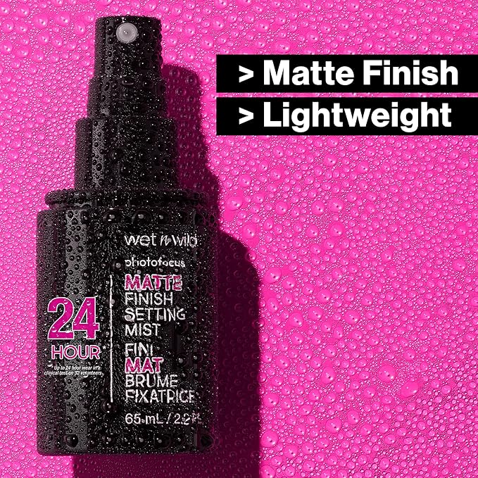 wet n wild Photo Focus Setting Mist, Up to 24HR Wear, Lightweight & Nourishing with Provitamin B5 & E, Suitable for All Skin Types, Cruelty-Free & Vegan - Natural Finish