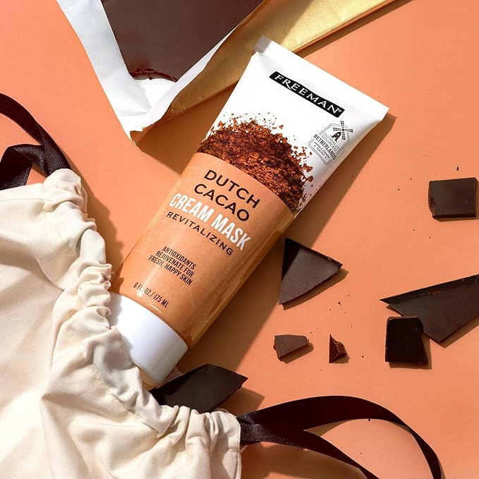 Freeman Exotic Blends Dutch Cacao Cream Face Mask, Antioxidant Rich, Rejuvenating Facial Mask Restores Skin, Chocolate Aroma, Clean Skincare, For All Skin Types, 6 fl. oz./175 ml. Tube (Pack of 3)