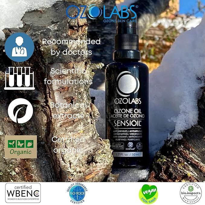 OZOLABS® OZONATED OIL - SENSIOIL© | Certified Organic Ozonated Olive & Sunflower Oils | Deep Hydration & Skin Regeneration | ISO 9001 | 1.7 fl. oz.