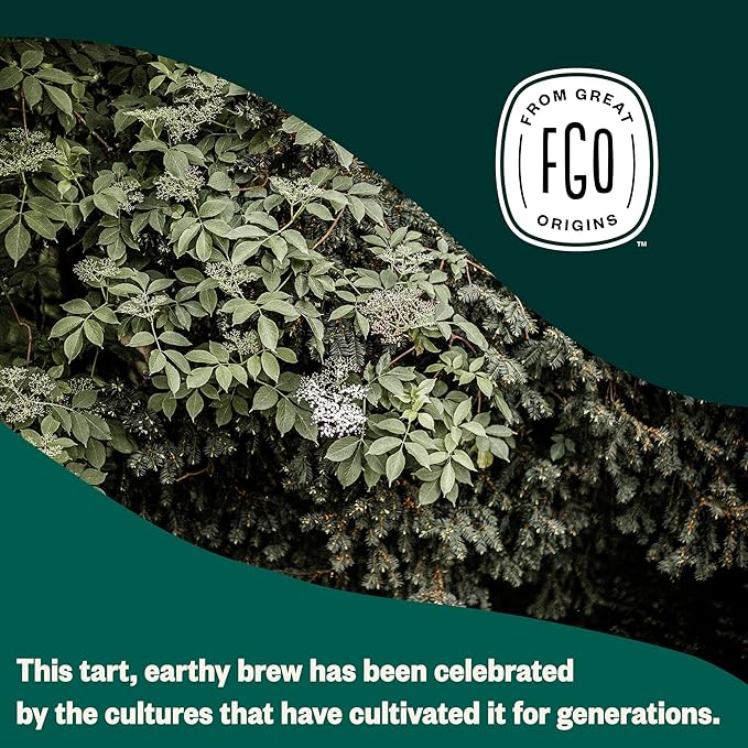 FGO Organic Elderberry Herbal Tea, 20 Count, Eco-Conscious Tea Bags, Caffeine Free, Resealable Bag, Packaging May Vary (Pack of 1)