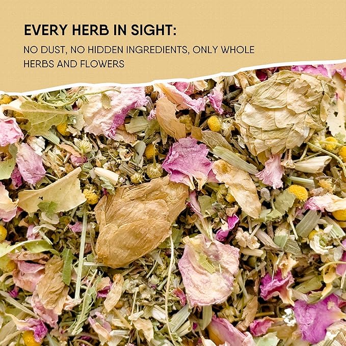 Sleep Aid Tea for Bedtime with Calming Lemon Balm, Relaxation Lavender, Linden Flowers, Chamomile, California Poppy, Passion Flowers, Verbena, Natural Herbal Organic Wellness Tea for Relaxation and Stress Relief, Sleepytime