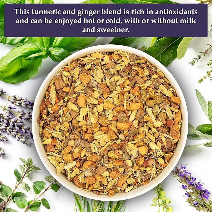Birdsong Golden Paradise: Organic Turmeric and Ginger Herbal Teas with Lemongrass and Black Pepper, 100% Natural Caffeine Free Tea with Antioxidants Supports Overall Health, 18 Pyramid Tea Bag Sachets
