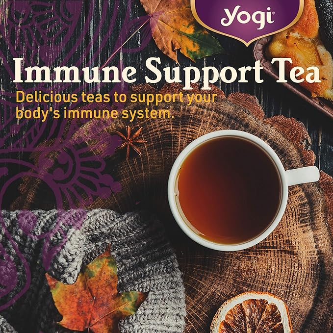 Yogi Tea Elderberry Lemon Stress & Immune Support Tea - 16 Tea Bags, 4 Packs - With Ashwagandha, Lemongrass, Licorice Root & More