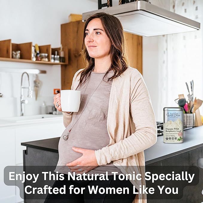 Wild Bliss Organic Red Raspberry Leaf Tea Pregnancy and Menstrual Support - Loose Leaf Herbal Tea - 7 Ounces - 100 Servings