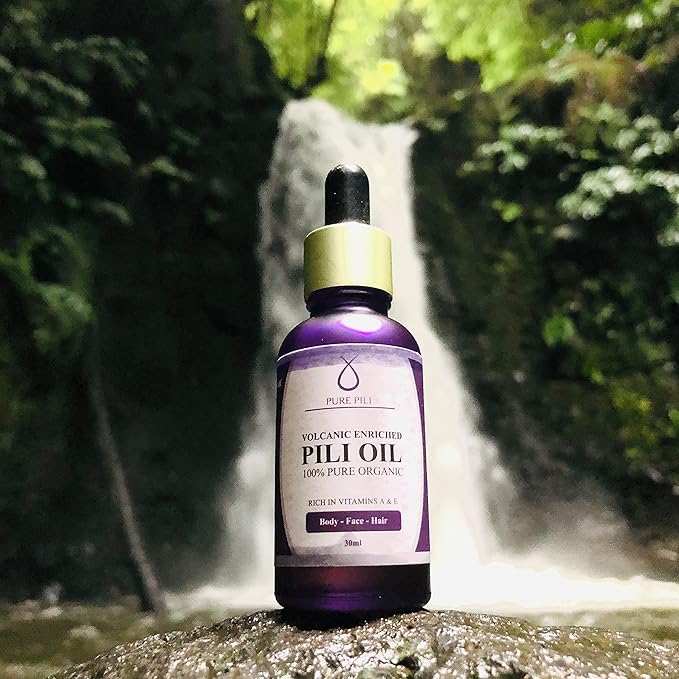 Pure Pili ORGANIC Pili Oil For Skin, Hair, Face, Nails, Beard & Cuticles -100% Volcanic Enriched Anti Aging, Anti Wrinkle, Cold Pressed Moisturizer, 30 ml