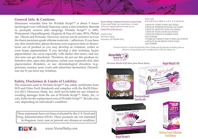 Nurse Hatty® Anti-aging Wrinkle Script Forehead 2pk. Silicone Skincare Pads for Wrinkles