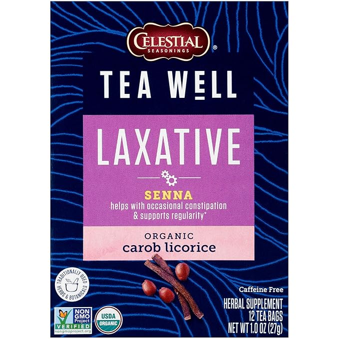 Celestial Seasonings TeaWell Herbal Tea, Laxative, Organic Carob Licorice, 12 Count