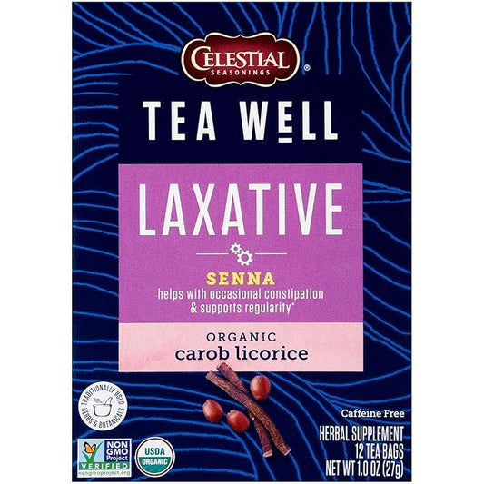 Celestial Seasonings TeaWell Herbal Tea, Laxative, Organic Carob Licorice, 12 Count