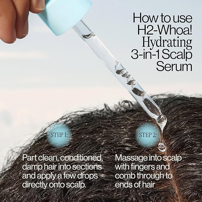 Eva NYC H2-Whoa Hydrating 3-in-1 Scalp Serum, Infused with Hyaluronic Acid and Glycolic Acid, 2.0 fl oz