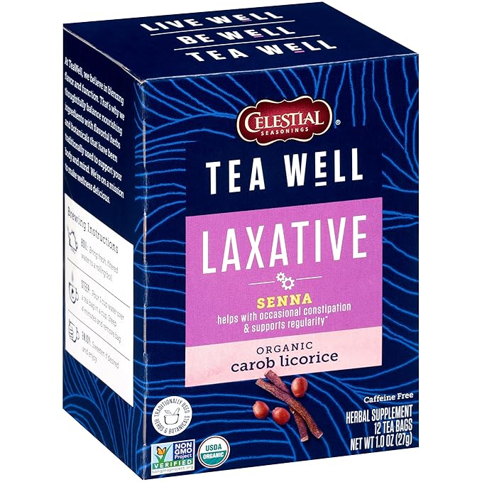 Celestial Seasonings TeaWell Herbal Tea, Laxative, Organic Carob Licorice, 12 Count (Pack of 2)
