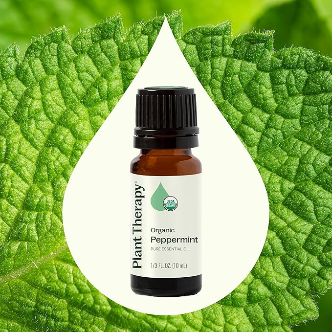 Plant Therapy Organic Peppermint Essential Oil 100% Pure, USDA Certified Organic, Undiluted, Natural Aromatherapy, for Diffuser, Skin, Hair, Therapeutic Grade 10 mL (1/3 oz)