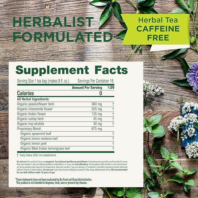 Traditional Medicinals Tea, Organic Nighty Night, Relax & Get a Good Night's Sleep, Includes Spearmint 96 Tea Bags (6 Pack)