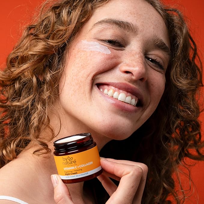 By Nature Face Night Cream - Vitamin C + Collagen PM Moisturizing Facial Lotion for Women (2 Oz)