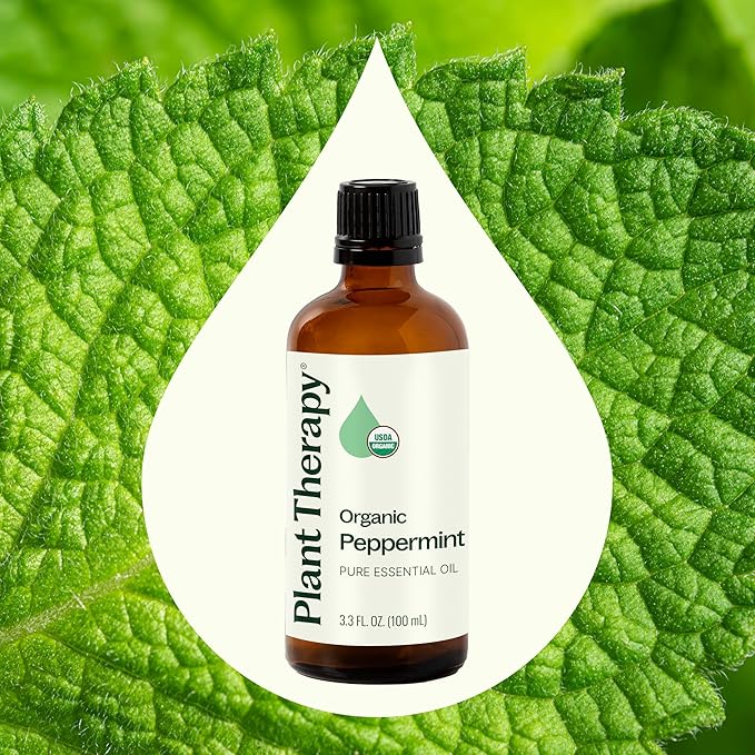 Plant Therapy Organic Peppermint Essential Oil 100% Pure, USDA Certified Organic, Undiluted, Natural Aromatherapy, for Diffusion, Skin, Hair, Therapeutic Grade 100 mL (3.3 oz)
