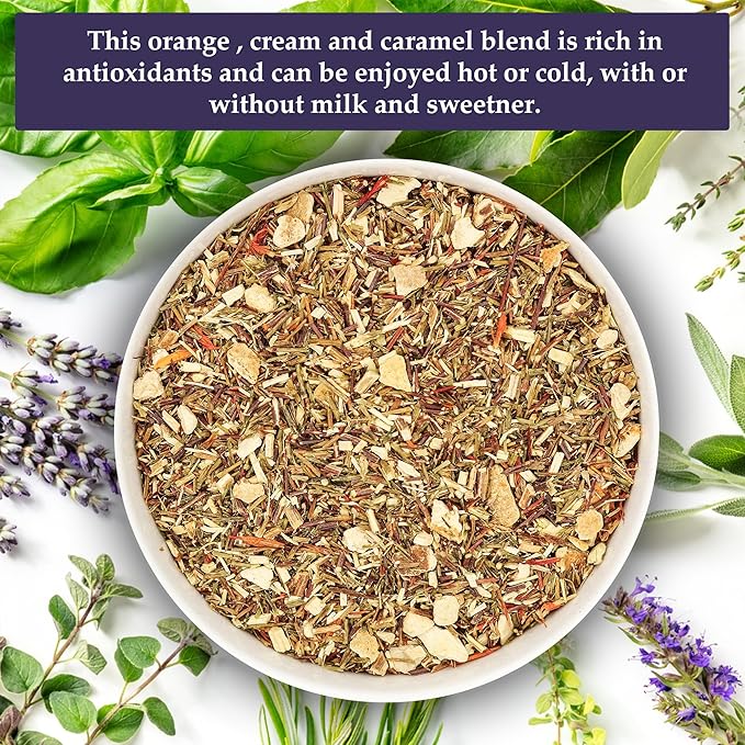 Birdsong Orange Sugarbird: Organic Green Rooibos Herbal Teas, Light and Refreshing Caffeine Free Tea with 100% Natural Sweet Creamy Flavor and Health Benefits, Decaffeinated Honeybush Loose Leaf