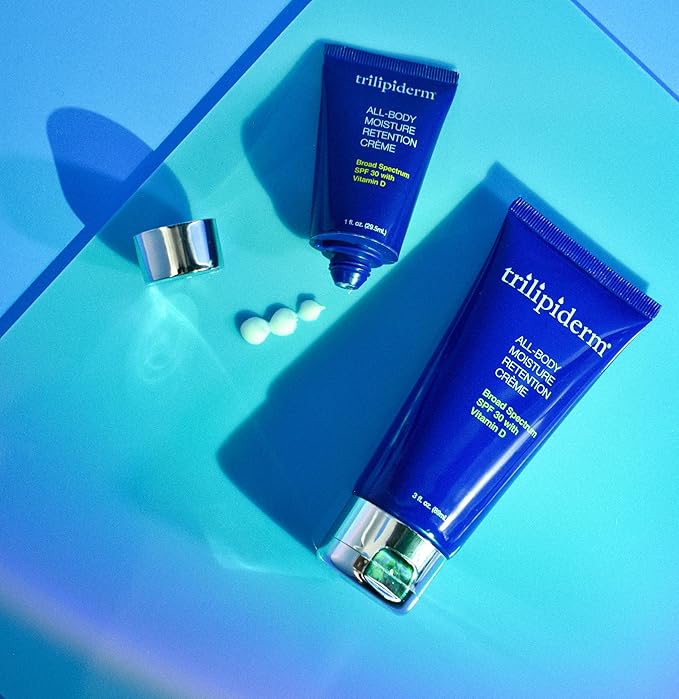 Trilipiderm All-Body Moisture Retention Crème with SPF 30, Vitamin D - 3oz Travel Size Sunscreen