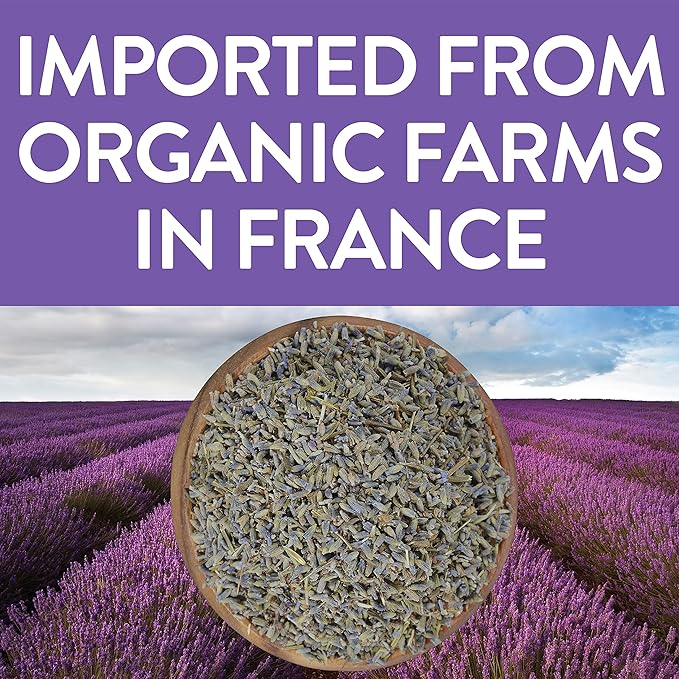 FGO Organic Dried Lavender Flowers, Extra Grade Dried Buds, Imported From France for Culinary or Sachet Bags, 4oz, Packaging May Vary (Pack of 1)