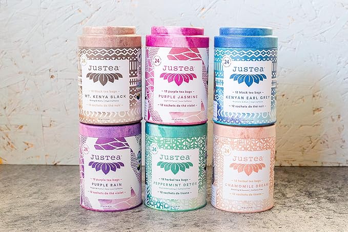 JusTea Peppermint Detox | Pyramid Compostable Tea Bags | Herbal Tea | 12+ Cups | Caffeine Free | Award-Winning | Fair Trade | Non-GMO