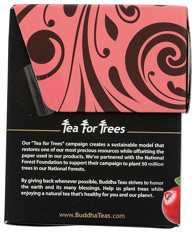 Buddha Teas - Organic Cranberry Comfort Blend - Herbal Tea - For Health & Wellbeing - With Antioxidants & Minerals - Clean Ingredients - Caffeine Free - OU Kosher & Non-GMO - 18 Tea Bags (Pack of 1)
