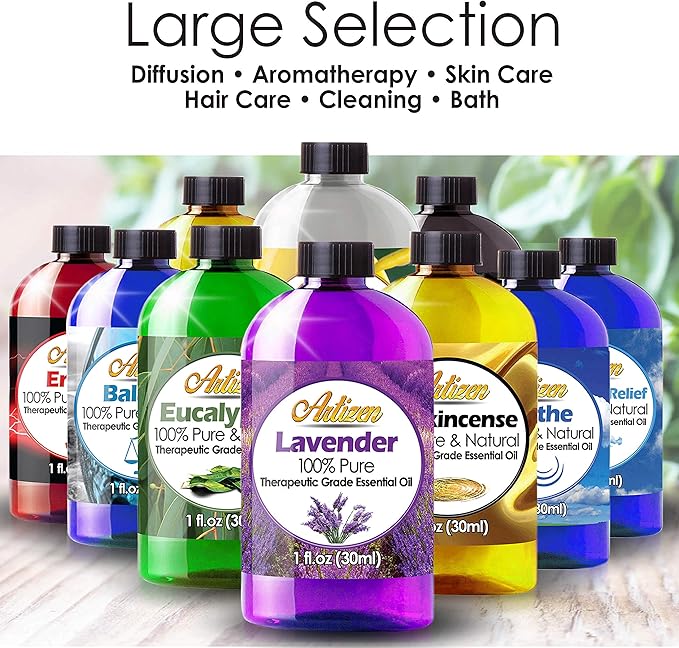 Artizen 4 Fl Oz Peppermint Essential Oil – Pure & Natural Peppermint Oil for Diffuser and Aromatherapy – Includes Dropper