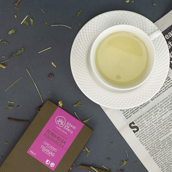 Hands on Earth Organic Echinacea Tea 2x25g (0.88oz) / Loose Leaves/Serves 48 Cups (Pack of 2)