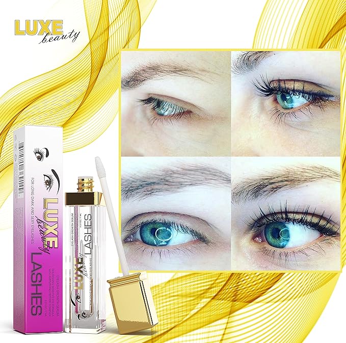 LUXE Beauty Lash Serum for Dark Long Sexy Lashes - Nourishing Sensitive Eye Formula for Darker Longer Lashes - all Natural Lash and Thicker Eyelashes - 0.23 ounce