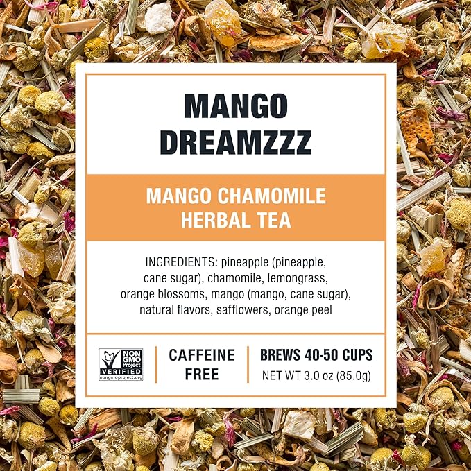 Tiesta Tea - Mango Chamomile Herbal Tea | Loose Leaf | Chamomile & Lemongrass Blend | Caffeine-Free | Brew Hot or Iced | Relaxing Blend | Brews Up to 50 Cups | 3 Ounce Refillable Tin
