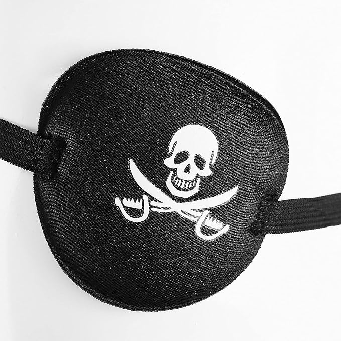 Black Single Eye Mask, Pirate Skull Crossbone Eye Patch，Adjustable 3D Eye Patch for Adult and Kid (Pirates Design)