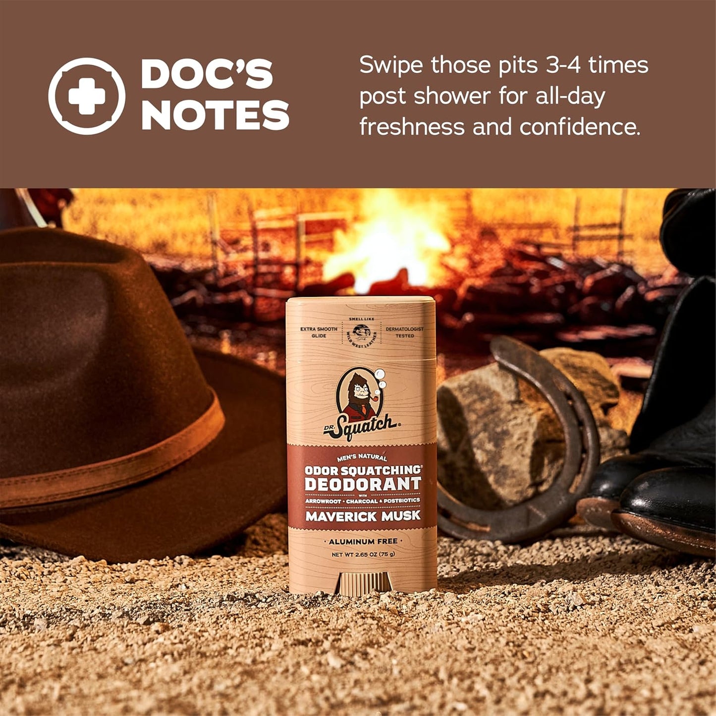 Dr. Squatch Natural Deodorant for Men - Odor-Squatching Aluminum Free - Maverick Musk (2.65 oz, 3-Pack)