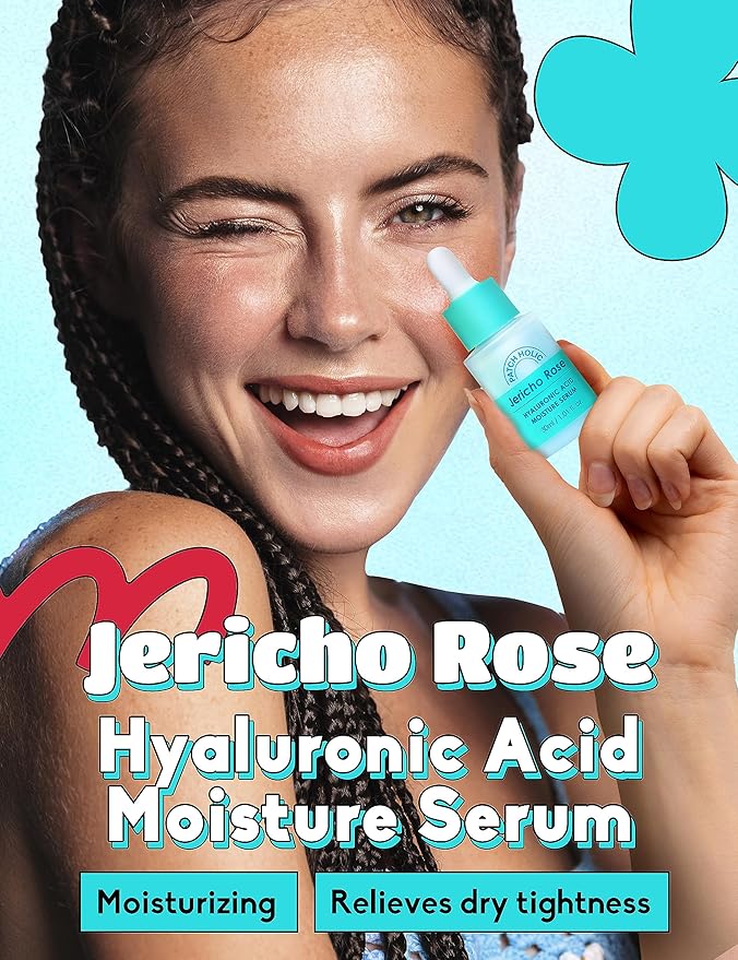 Jericho Rose Hyaluronic Acid Moisture Serum - Korean Hyaluronic Acid Serum for Face | Hydrating Serum for Dry Skin | Wrinkle-Reducing Face Serum for Women & Men | Skin Serum (1.01 fl. oz)