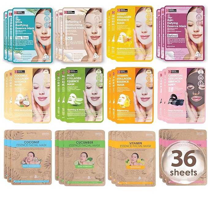Original Derma Beauty Collagen Face Mask Skin care 36 PK Collagen Essence Assortment Face Masks Skincare Sheet Masks Face mask skin care Korean Face Mask