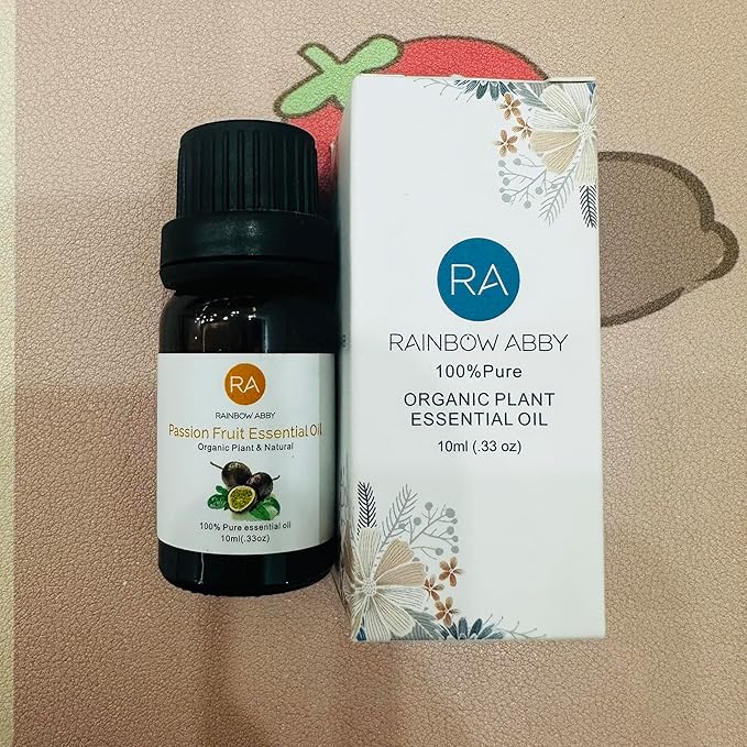 RAINBOW ABBY Passion Fruit Essential Oil, 100% Pure Organic Aromatherapy Oil for Diffuser, Massage, Yoga, Meditation, Bath, Skin Care, 10ml