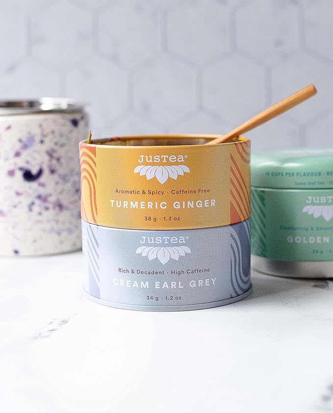 JUSTEA Assorted Tea Trio Tins With Spoon, 110 GR