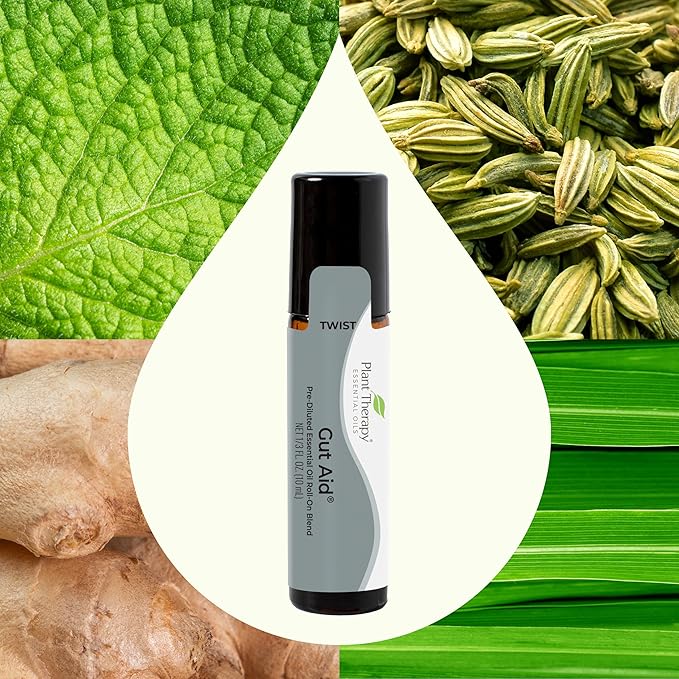 Plant Therapy Gut Aid Essential Oil Blend Roll-On 10 mL (1/3 oz) 100% Pure, Pre-Diluted Roll-On, Natural Aromatherapy