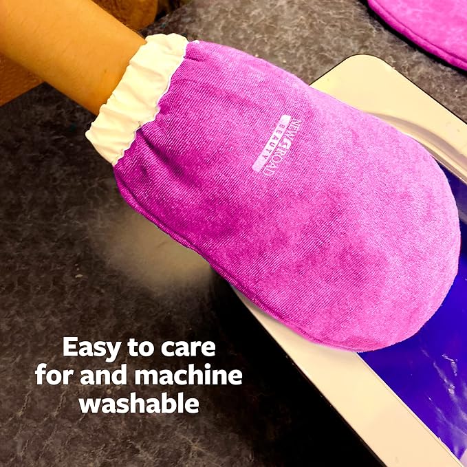 Paraffin Wax Mitts for Hand and Foot, Thick Heat Therapy Insulated Terry Cloth for Paraffin Treatments, Use for Pedicure Foot Spa - Pink