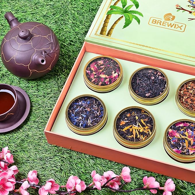 BREWIX, Discover Bliss Premium Black Tea Christmas Gift Box (5.29oz/ 75+ Cup) | Tea Gift Sets For Tea Lover |6 Unique Black Tea | Best for Birthdays, Anniversaries & Holidays