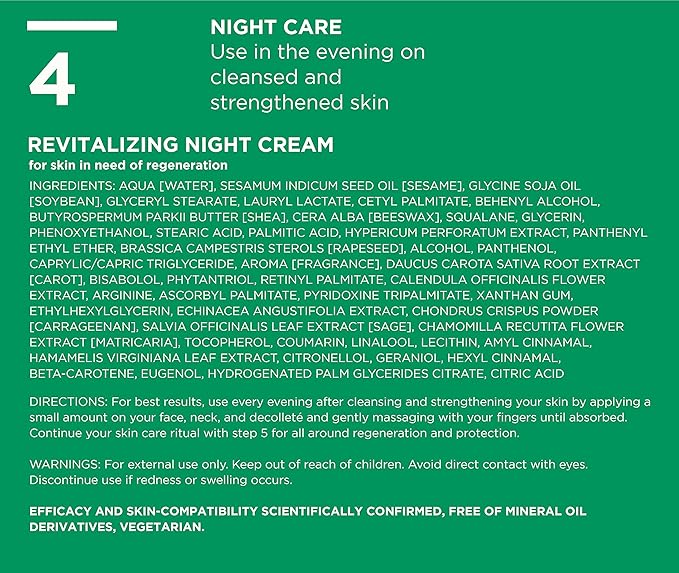 ANNEMARIE BÖRLIND - LL REGENERATION Revitalizing Night Cream - Natural Anti Aging Vitamin C, E and Retinoid Face Cream for Visibly Firmer and Wrinkle Free Skin - Step 4 of 5-1.69 Oz.