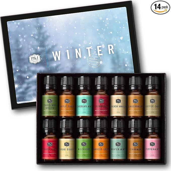 P&J Trading Fragrance Oil Winter Set | Candle Scents for Candle Making, Freshie Scents, Soap Making Supplies, Diffuser Oil Scents