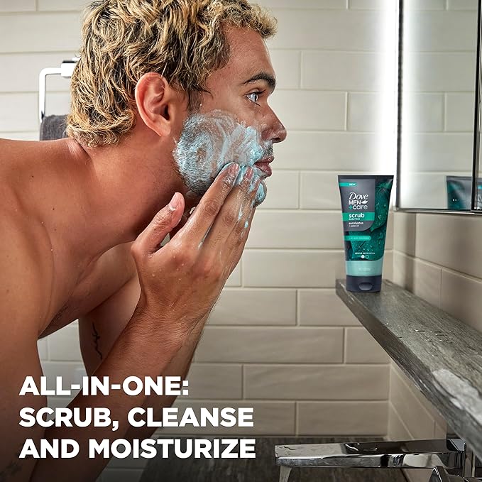 Dove Men+Care Eucalyptus Body and Face Scrub Deeply Exfoliates for Hydrated & Nourished Skin 100% Gentle Cleanser, No Sulfate Cleansers or Parabens