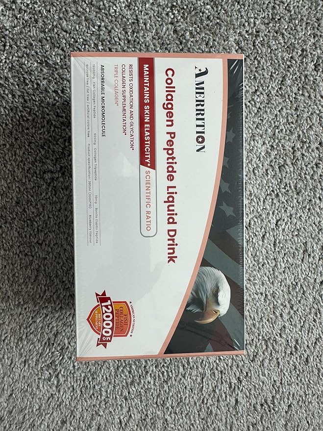 Liquid Collagen Peptide Drink - 12000mg Hydrolyzed Marine Collagen Peptides with Collagen Tripeptide, Supports Healthy Hair Skin Nails Joints and Bones (1 Box, 10 Bottles)