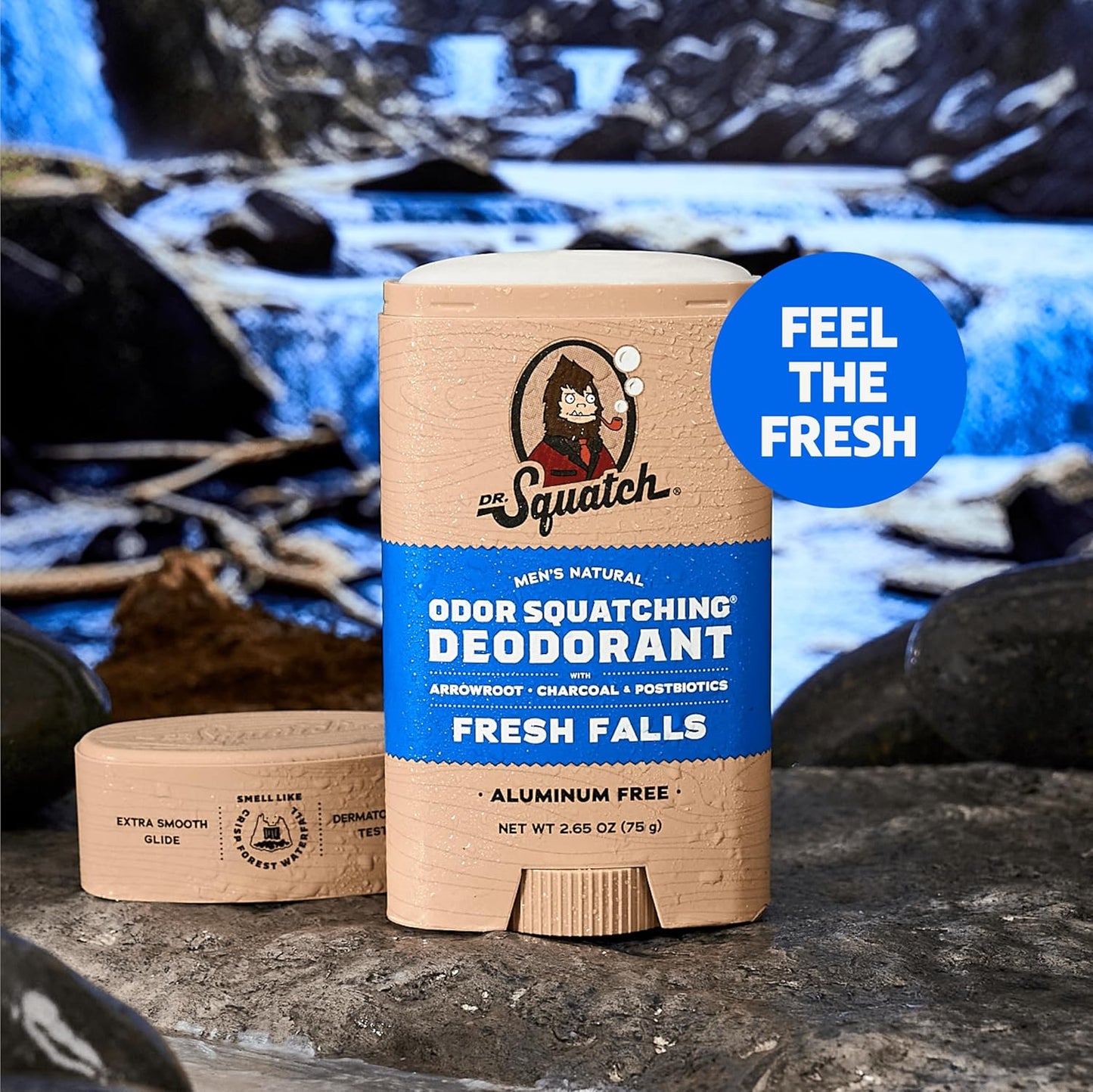 Dr. Squatch Natural Deodorant for Men - Odor-Squatching Aluminum Free - Fresh Falls (2.65 oz, 3-Pack)