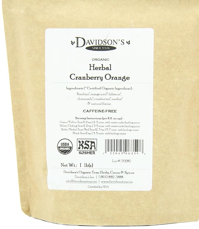 Davidson's Tea Bulk, Herbal Cranberry Orange, 16 Ounce