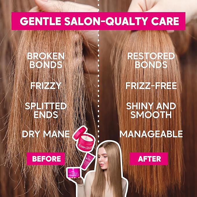 HAIR MASK FOR DAMAGED HAIR BRAZILIAN BONDOX TREATMENT 2.82oz Thermal Activated Mask for Dry Frizzy Hair | Formaldehyde Free Cruelty Free,Results for up to 1-3 months, Almond Hair Oil,Collagen seaweed