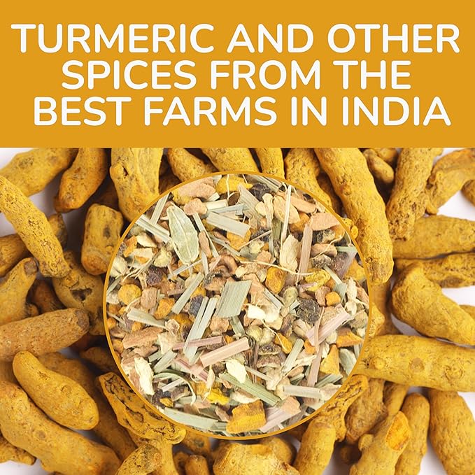 BREWIX, Turmeric Surprise Herbal Tea (75+ Cups, 5.29oz/150g), Caffeine Free Blend Of Turmeric, Black Pepper, Cinnamon, Ginger, Cardamom, Lemongrass