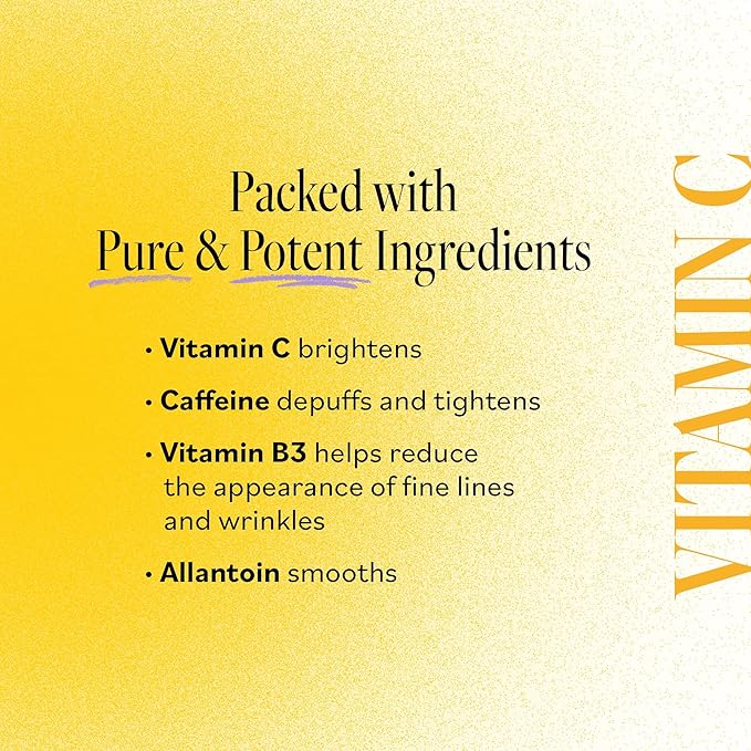 Derma E Vitamin C Bright Eyes Hydro Gel Under Eye Patches (5 Pairs), Allantoin, Caffeine & Vitamin B3, Eye Masks to Helps Reduce Fine Lines, Wrinkles, Dark Circles & Puffy Eyes,10 Ct
